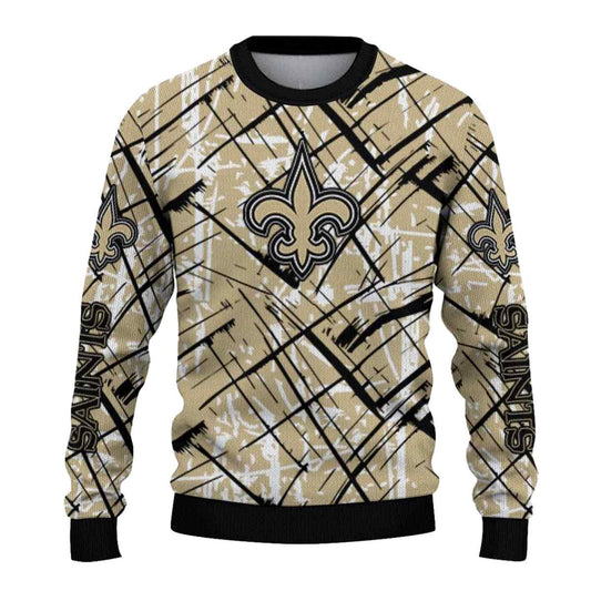 Personalized New Orleans Saints Streak Overlay Gold AOP Sweatshirt - Moonbestprint