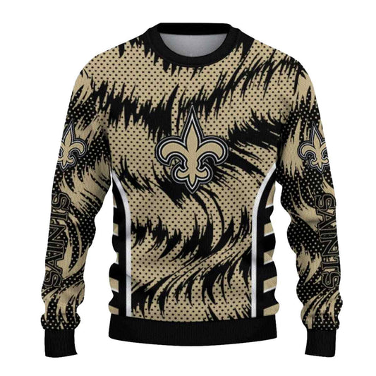 Personalized New Orleans Saints Swirl Flow Gold AOP Sweatshirt - Moonbestprint