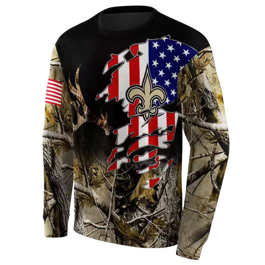 Personalized New Orleans Saints Tree Camo US Flag AOP Sweatshirt - Moonbestprint