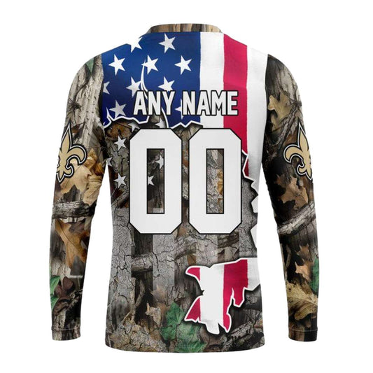 Personalized New Orleans Saints USA Flag Camo Realtree AOP Sweatshirt - Moonbestprint