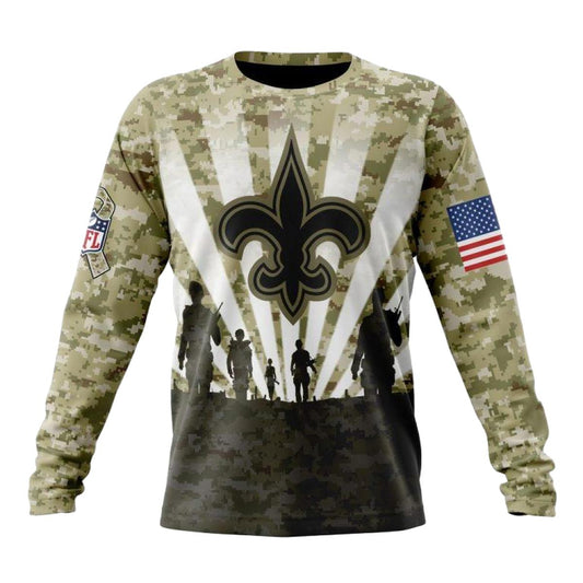 Personalized New Orleans Saints Veterans And Families AOP Sweatshirt - Moonbestprint