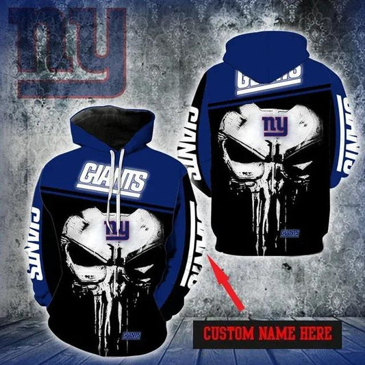 Personalized New York Giants Skull 3D Hoodie, NFL Hoodie Moonbestprint
