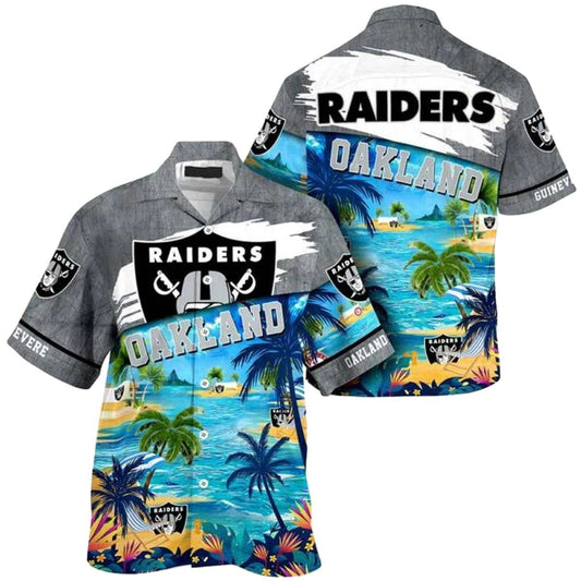 Personalized Oakland Raiders Beach Hawaiian Shirt - Moonbestprint