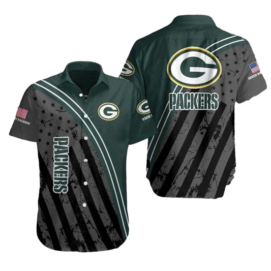 Personalized Patriotic Green Bay Packers Us Flag Hawaiian Shirt - Moonbestprint