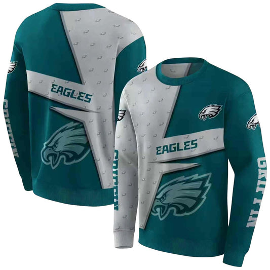 Personalized Philadelphia Eagles Abstract Shape Green Aop Sweatshirt - Moonbestprint
