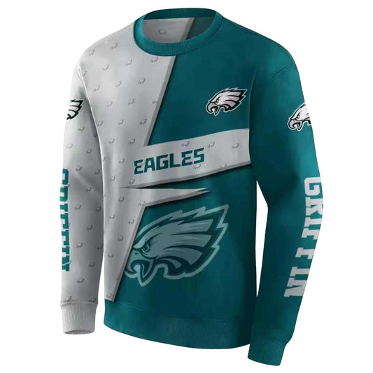 Personalized Philadelphia Eagles Abstract Shape Green Aop Sweatshirt - Moonbestprint