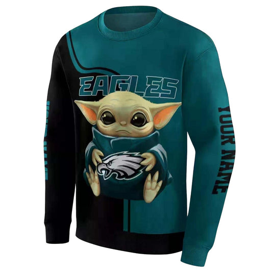 Personalized Philadelphia Eagles Baby Yoda Green Black Aop Sweatshirt - Moonbestprint