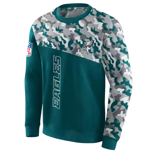 Personalized Philadelphia Eagles Camo Pattern Green Aop Sweatshirt - Moonbestprint