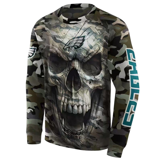 Personalized Philadelphia Eagles Camo Skull Aop Sweatshirt - Moonbestprint