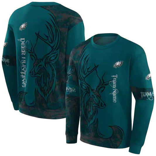 Personalized Philadelphia Eagles Deer Silhouette Green Aop Sweatshirt - Moonbestprint