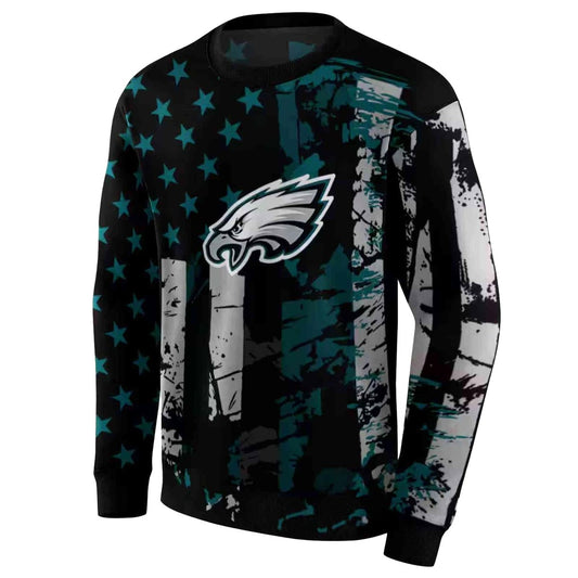 Personalized Philadelphia Eagles Distressed Flag Green Black Aop Sweatshirt - Moonbestprint