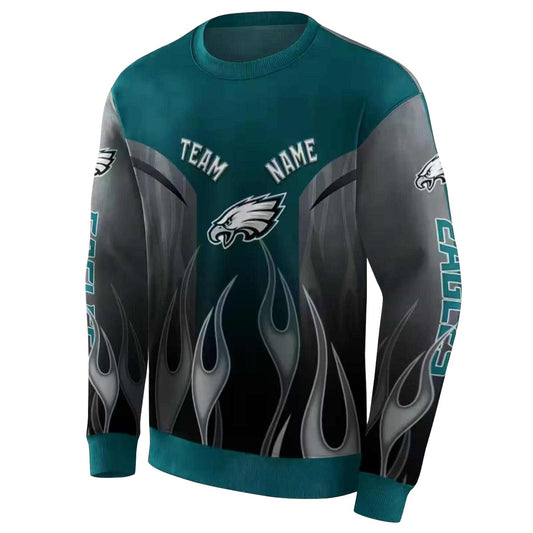 Personalized Philadelphia Eagles Flame Design Green Aop Sweatshirt - Moonbestprint
