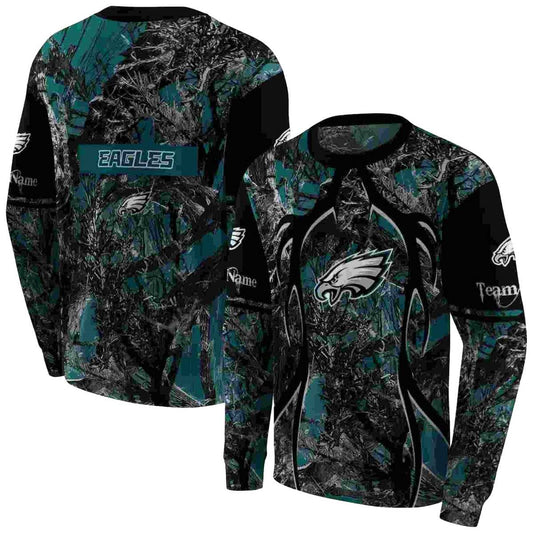 Personalized Philadelphia Eagles Hunting Theme Green Black Aop Sweatshirt - Moonbestprint