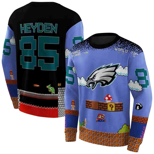 Personalized Philadelphia Eagles Mario Blue Black Aop Sweatshirt - Moonbestprint