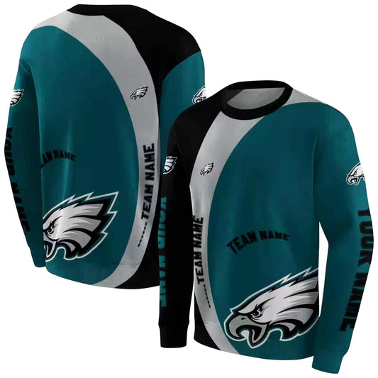 Personalized Philadelphia Eagles Minimalist Design Green Black Aop Sweatshirt - Moonbestprint