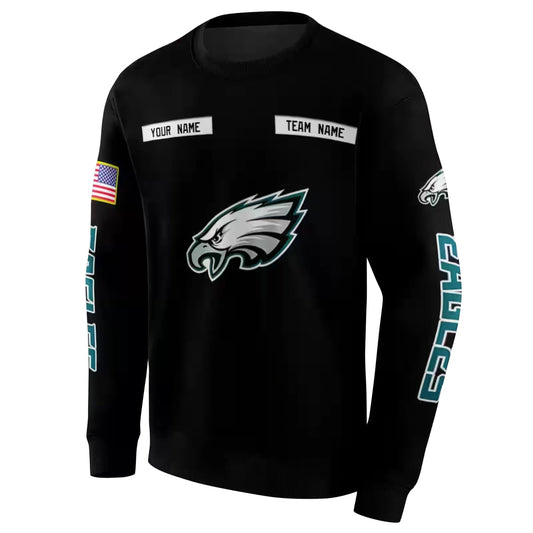 Personalized Philadelphia Eagles Punisher Skull Black Aop Sweatshirt - Moonbestprint
