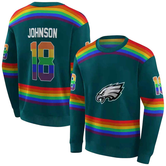 Personalized Philadelphia Eagles Rainbow Stripes Green Aop Sweatshirt - Moonbestprint