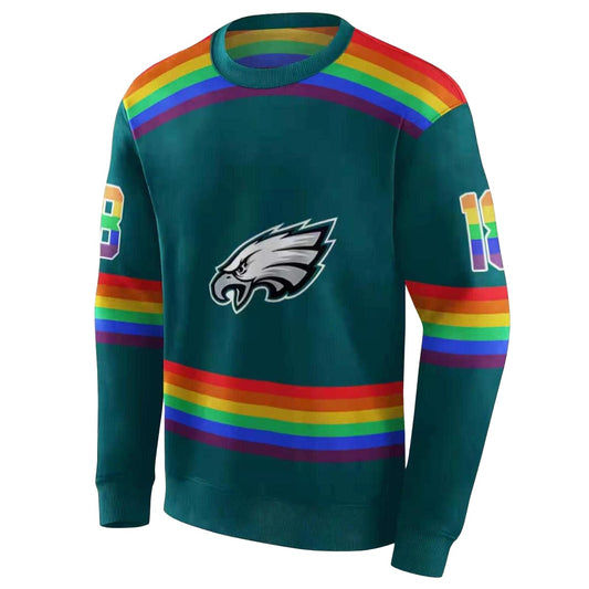 Personalized Philadelphia Eagles Rainbow Stripes Green Aop Sweatshirt - Moonbestprint