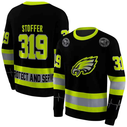 Personalized Philadelphia Eagles Safety Motif Black Neon Green Aop Sweatshirt - Moonbestprint