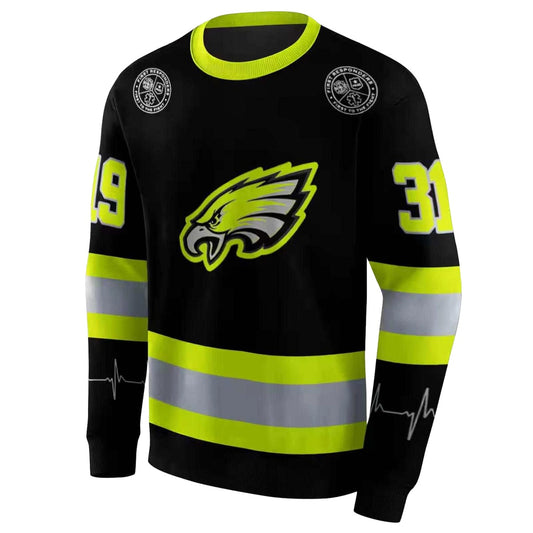 Personalized Philadelphia Eagles Safety Motif Black Neon Green Aop Sweatshirt - Moonbestprint