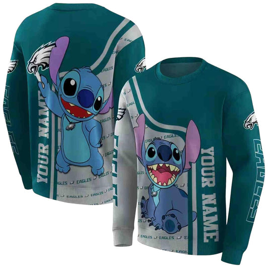 Personalized Philadelphia Eagles Stitch Green Aop Sweatshirt - Moonbestprint
