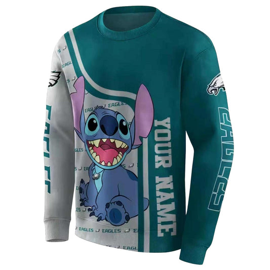 Personalized Philadelphia Eagles Stitch Green Aop Sweatshirt - Moonbestprint