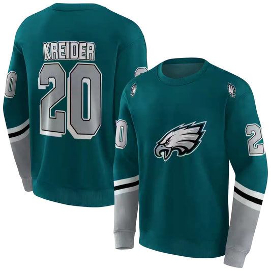Personalized Philadelphia Eagles Striped Sleeves Green Aop Sweatshirt - Moonbestprint