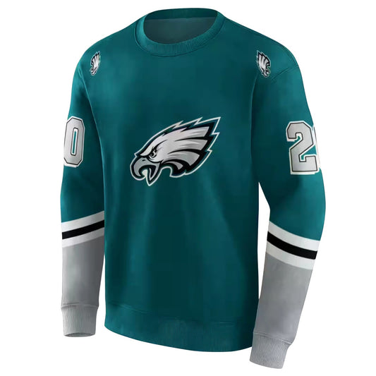 Personalized Philadelphia Eagles Striped Sleeves Green Aop Sweatshirt - Moonbestprint