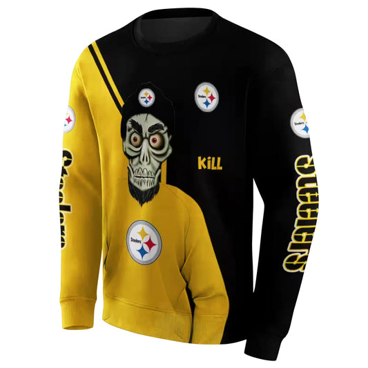 Personalized Pittsburgh Steelers Achmed Skull Gold AOP Sweatshirt - Moonbestprint