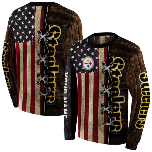 Personalized Pittsburgh Steelers American Pride AOP Sweatshirt - Moonbestprint