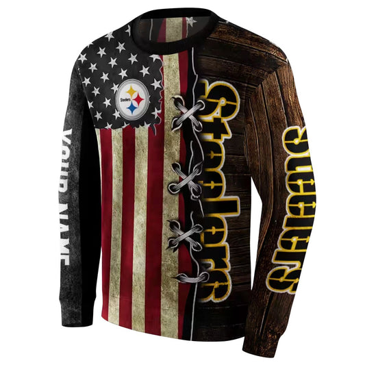 Personalized Pittsburgh Steelers American Pride AOP Sweatshirt - Moonbestprint