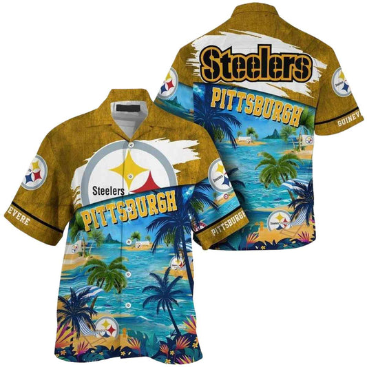 Personalized Pittsburgh Steelers Beach Graphic Summer 2025 Hawaiian Shirt - Moonbestprint