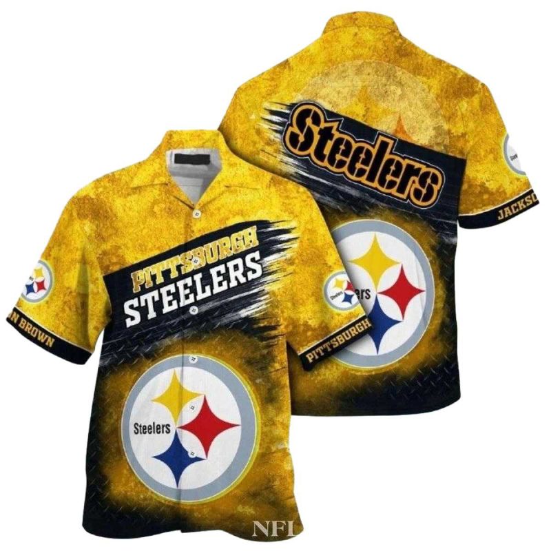 Personalized Pittsburgh Steelers Beachside Football Yellow Vintage Hawaiian Shirt - Moonbestprint