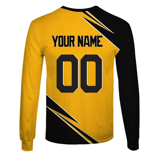 Personalized Pittsburgh Steelers Big Logo Black And Yellow Pattern AOP Sweatshirt - Moonbestprint