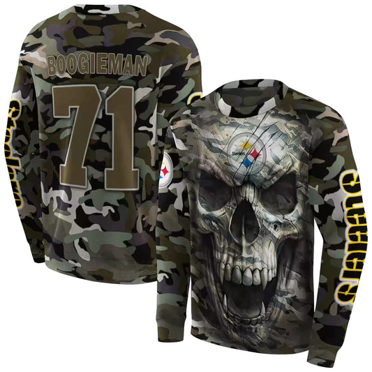 Personalized Pittsburgh Steelers Camo Skull AOP Sweatshirt - Moonbestprint