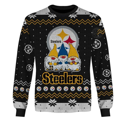Personalized Pittsburgh Steelers Chrismas Gnomies Sweater Style 2025 AOP Sweatshirt - Moonbestprint