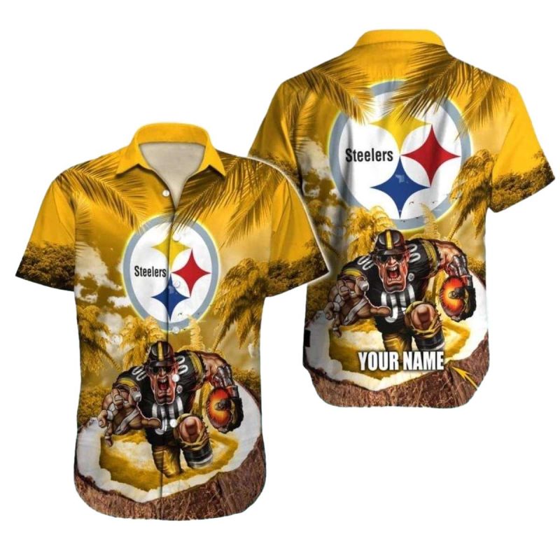 Personalized Pittsburgh Steelers Coconut Bowl Warrior Hawaiian Shirt - Moonbestprint