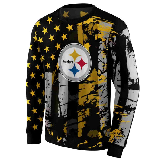 Personalized Pittsburgh Steelers Distressed Flag Gold Black AOP Sweatshirt - Moonbestprint