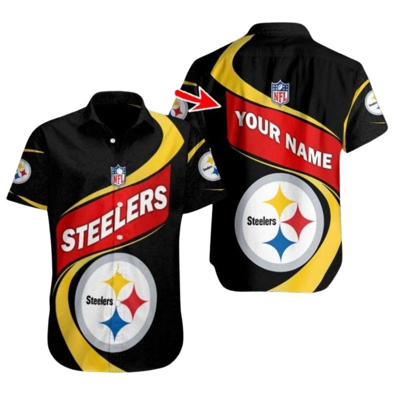 Personalized Pittsburgh Steelers Dynamic Play Black And Red Pattern Hawaiian Shirt - Moonbestprint