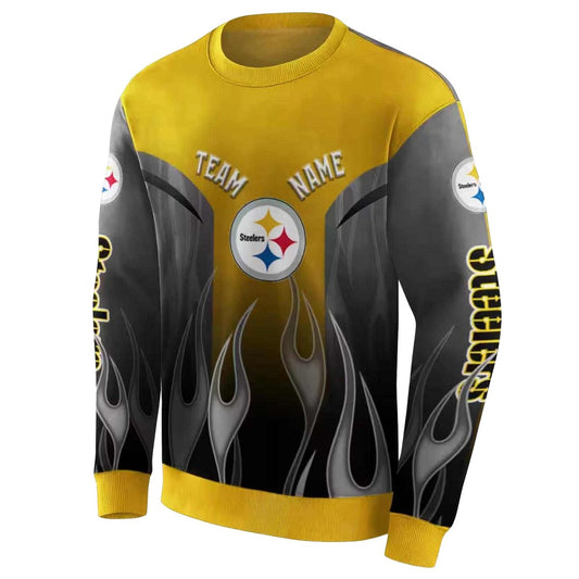Personalized Pittsburgh Steelers Flame Design Gold AOP Sweatshirt - Moonbestprint