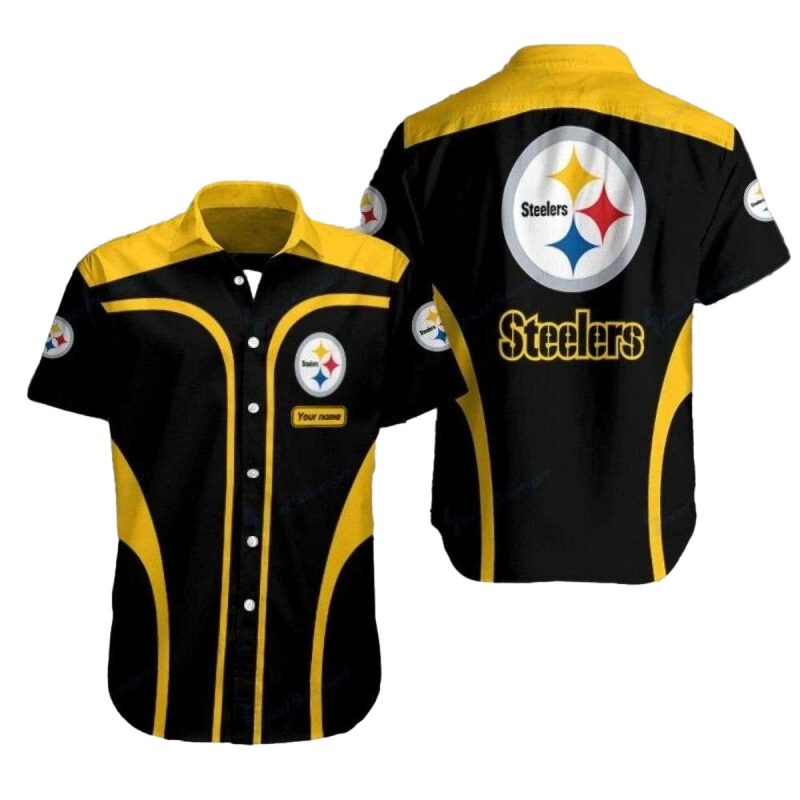 Personalized Pittsburgh Steelers Game Day Bold Stripe Black And Yellow Hawaiian Shirt - Moonbestprint