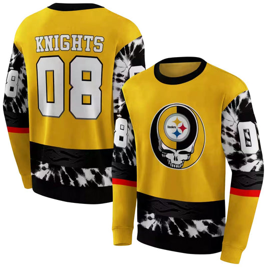 Personalized Pittsburgh Steelers Grateful Vibes Gold AOP Sweatshirt - Moonbestprint