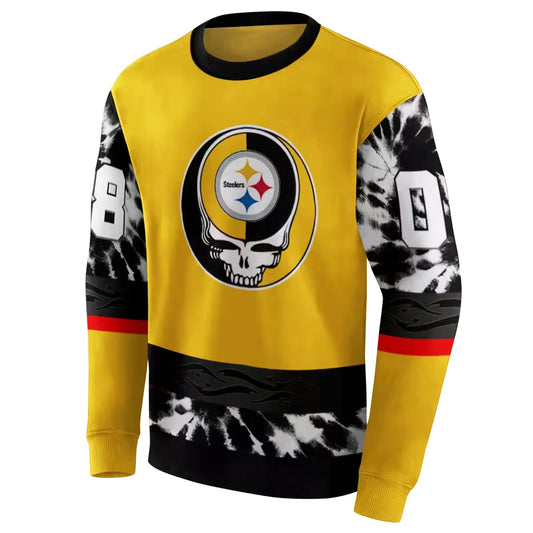 Personalized Pittsburgh Steelers Grateful Vibes Gold AOP Sweatshirt - Moonbestprint
