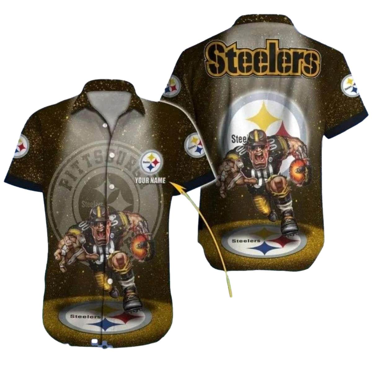 Personalized Pittsburgh Steelers Gridiron Gladiator Mascot Hawaiian Shirt - Moonbestprint