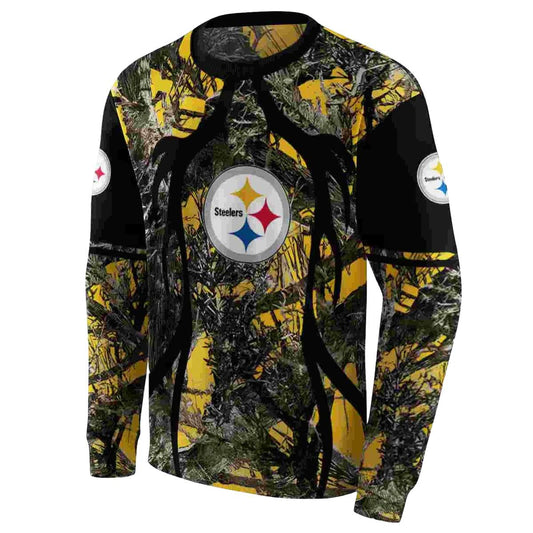Personalized Pittsburgh Steelers Hunting Theme Gold Black AOP Sweatshirt - Moonbestprint