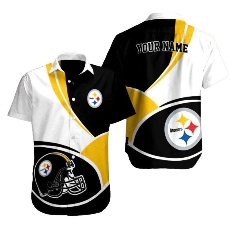 Personalized Pittsburgh Steelers Legacy Black And White Vintage Helmet Hawaiian Shirt - Moonbestprint