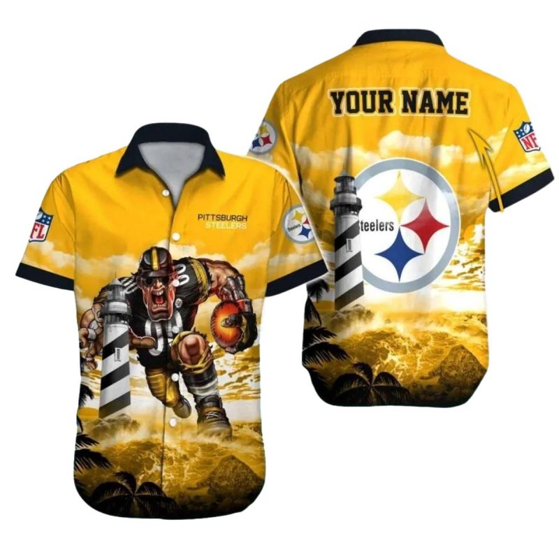 Personalized Pittsburgh Steelers Lighthouse And Football Warrior Hawaiian Shirt - Moonbestprint