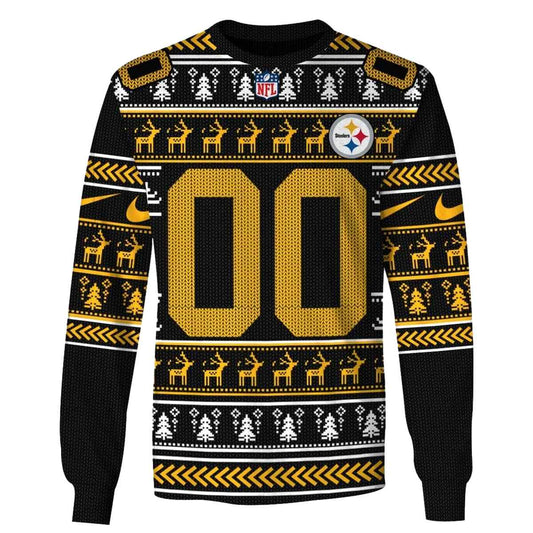 Personalized Pittsburgh Steelers Logo And Christmas Ugly Sweater 2025 AOP Sweatshirt - Moonbestprint