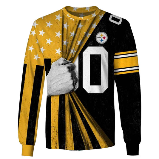 Personalized Pittsburgh Steelers Logo And Flag Inside Me AOP Sweatshirt - Moonbestprint