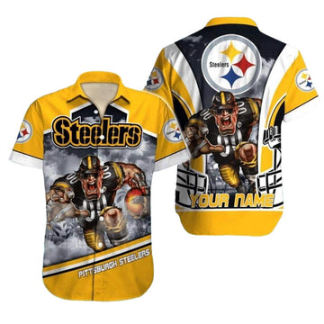 Personalized Pittsburgh Steelers Mascot Intense Football Theme Hawaiian Shirt - Moonbestprint